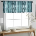 thumbnail image 2 of Abstract Turquoise Moire Valance Curtains for Kitchen/Living Room/Bathroom/Bedroom Window,Rod Pocket Small Topper Half Short Window Curtains Voile Sheer Scarf,Gradient Coastal Ocean Geometric 42"x18", 2 of 8