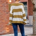 thumbnail image 5 of LYXSSBYX Women Fall Sweaters Dress for Women 2022 Hot Sale Clearance Women's Fashion Stripe Long Sleeves Round Neck Color Matching Loose Tops Blouse Knitted Sweater, 5 of 5