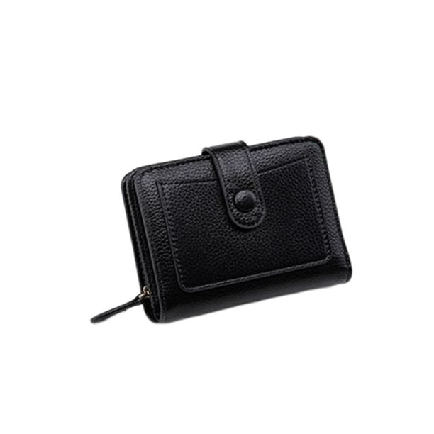Jumpingount Cartera de cuero plegable para fiesta, monedero portátil para cambio de dinero, para viajes, compras, tarjetero, bolsa, regalo de Carteras Negro
