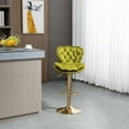 thumbnail image 1 of Exquisite Swivel Bar Stools Modern Velvet Padded Adjustable Counter Height Bar Chairs with Soft Back and Gold Footrest for Kitchen Dining Room Living Room & Home Office,Green, 1 of 7