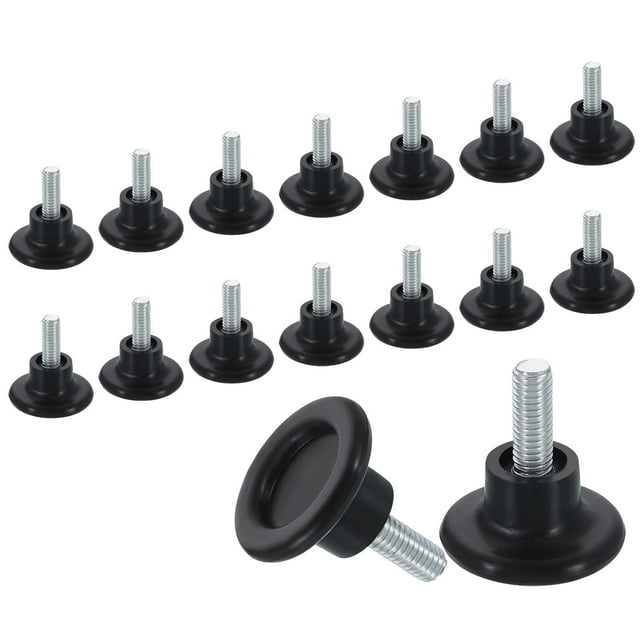 16 paquetes de niveladores de pies de muebles con rosca M6, pies ajustables de nivelación de mesa de 27x15, nivelación deslizante de muebles para patas de silla y taburete, negro