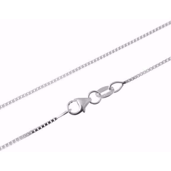 14K solid white gold 0.65mm box chain necklace lobster clasp 16"