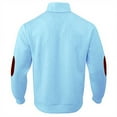 thumbnail image 4 of Mens Casual Knitted Pullover Sweater Long Sleeve Stand Collar Vintage Button Sweaters with Elbow Patches Sky Blue XL, 4 of 5