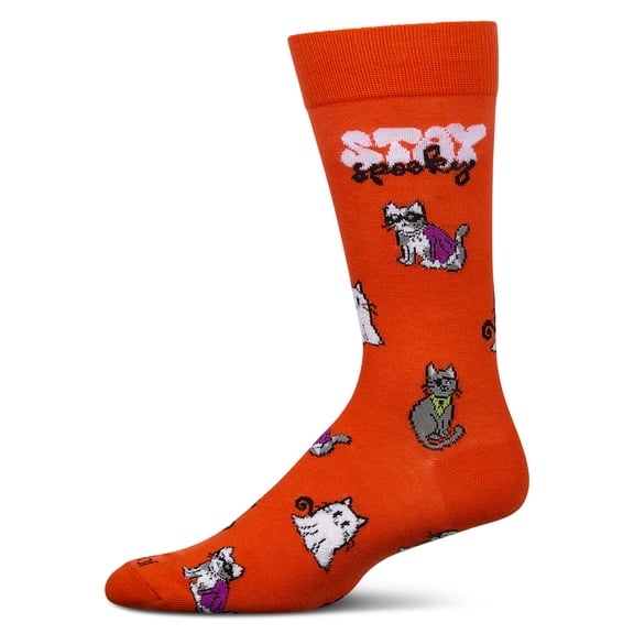 MeMoi Men's Stay Spooky Holiday Crew Socks - Mens - Male, 10-13, Orange