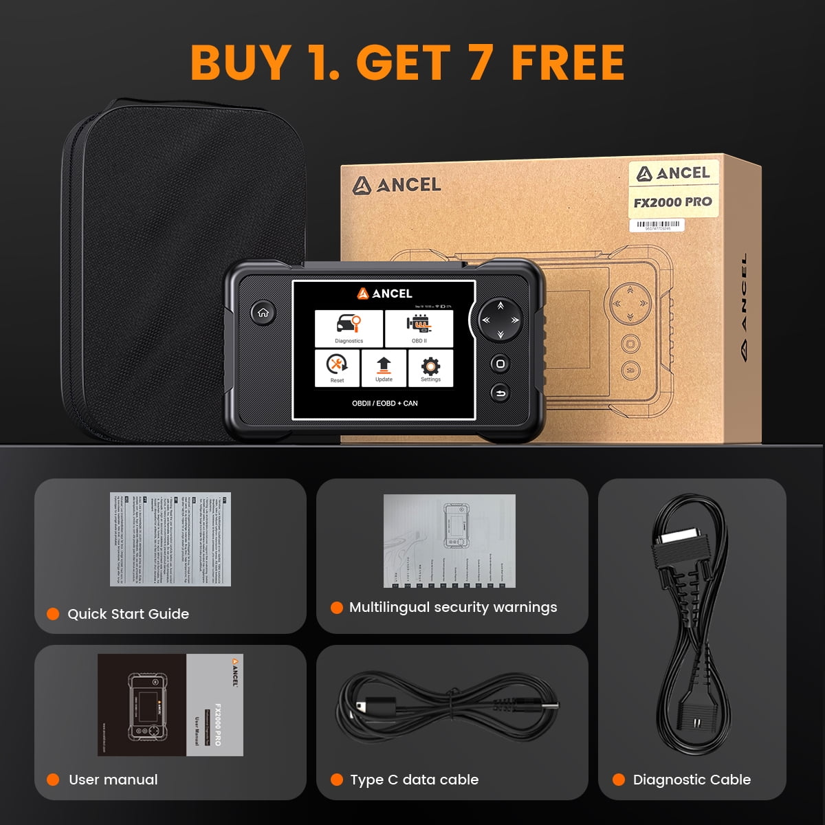 ANCEL FX2000 PRO OBD2 Scanner 4 System Car Diagnostic Tool ABS SRS