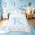 thumbnail image 2 of meiyoeat Cartoon Bow Letter K Twin Duvet Cover for Girls, Princess Ribbon Print Twin Bedding, Blue, Colorful Star Reversible, 2-Piece, 1 Duvet Cover and 1 Pillowcase, 2 of 6