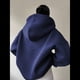 thumbnail image 5 of Sudadera con Capucha de Gran Tamaño para Mujer, Cuello en V, Forro , Larga, Estilo Y2K, Ropa de Otoño A Azul Marino XXL, 5 of 7