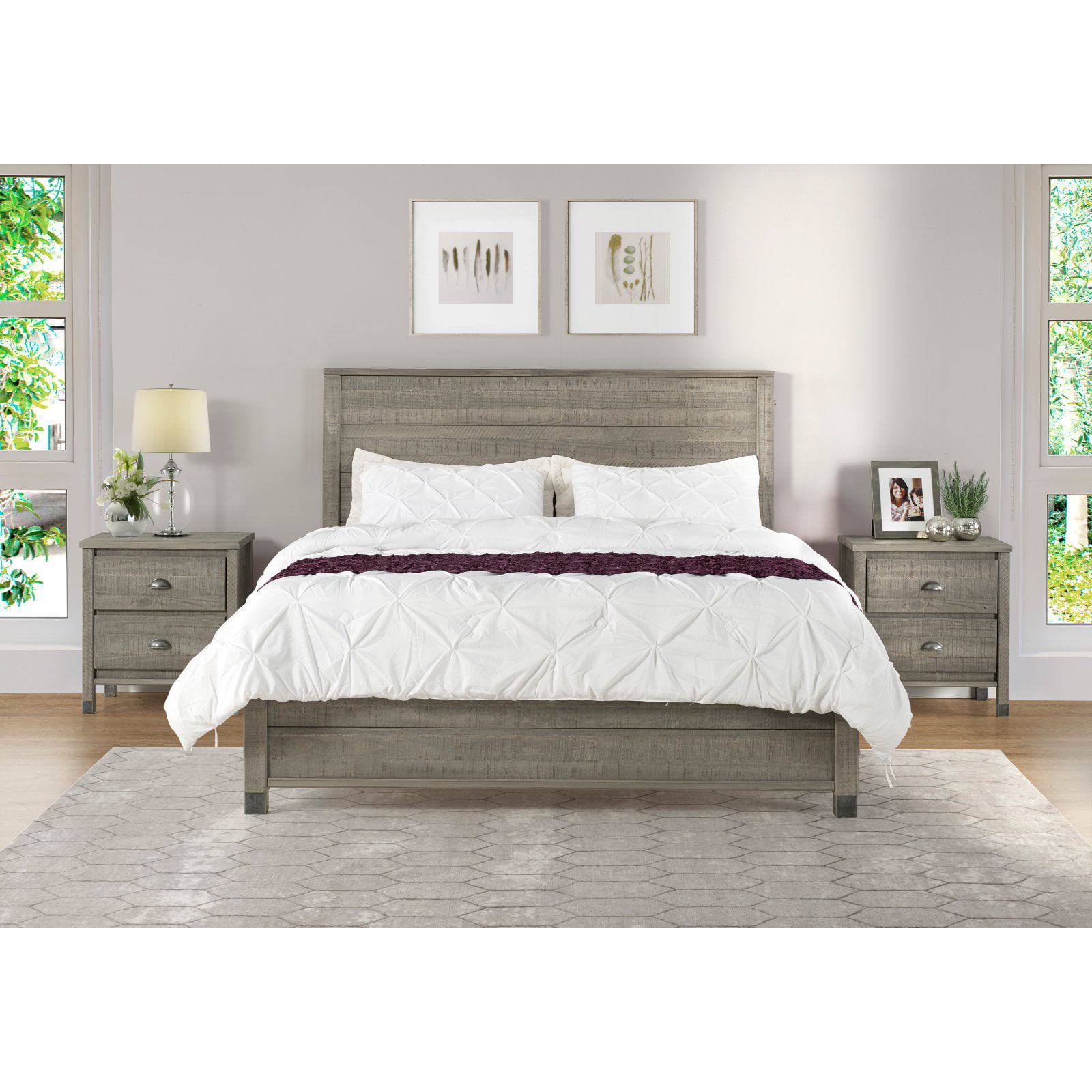 Vidalia Rustic Gray Wood Bed - KFROOMS