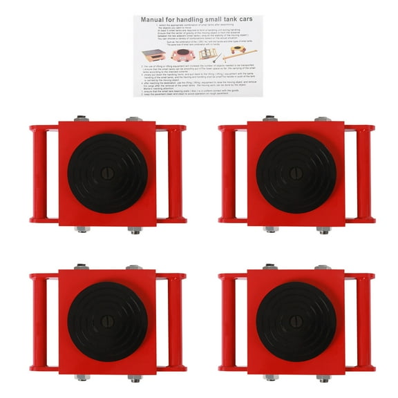 4pcs Machinery Movers Skate Dolly 6 Ton 360° Rotation Heavy Duty Roller w/Handle