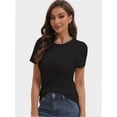 thumbnail image 3 of Women's Basic Solid Active Soft Short Sleeve Crew Neck Top T-Shirts, 3 of 6
