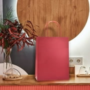 12 Pack Red Gift Bags (Cub 10.5x8x4.25 In): Medium Kraft Paper Bags with Handle. Red Paper Gift Bags for holidays