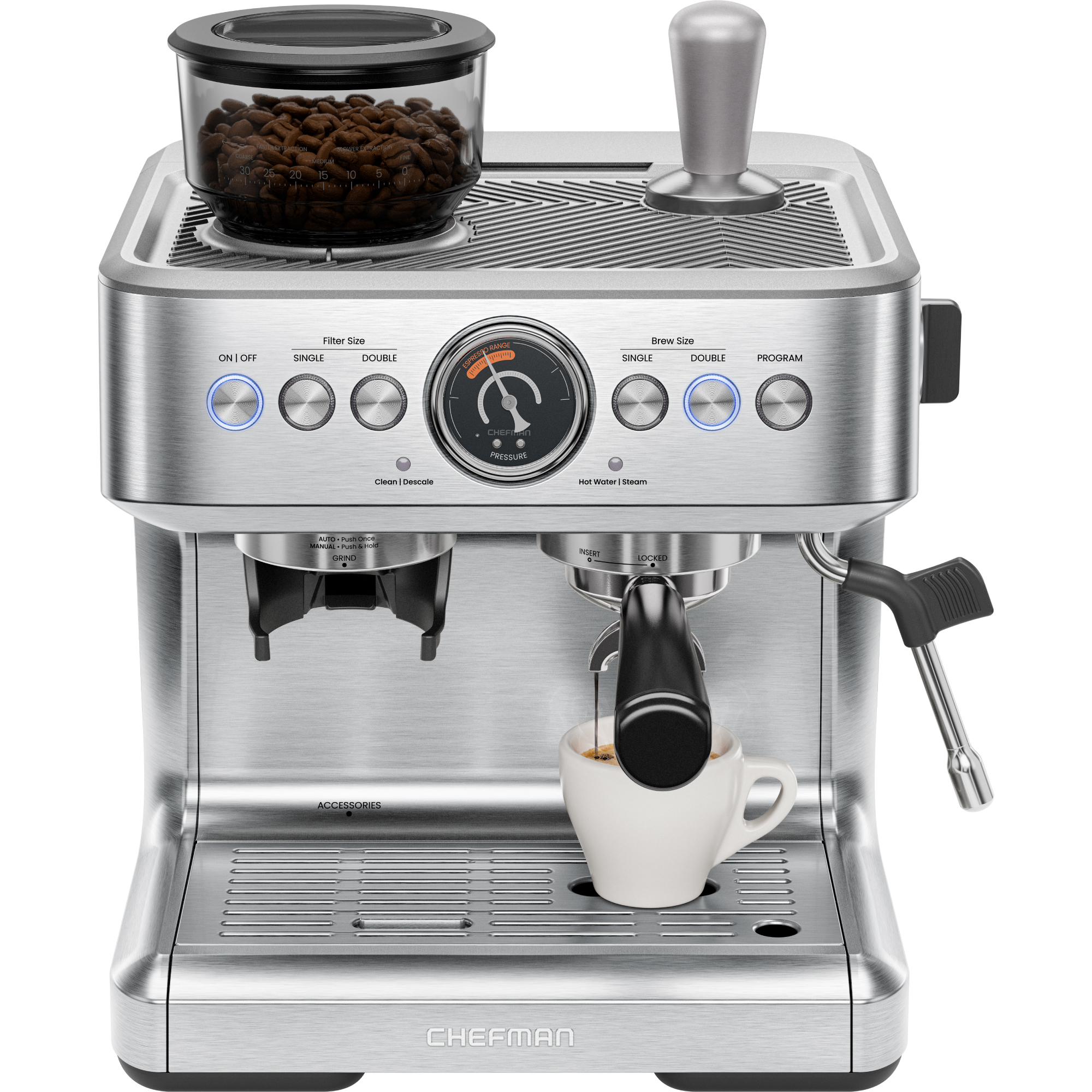 Chefman Crema Supreme Espresso Machine with Grinder photo 1