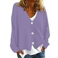 thumbnail image 7 of Arlun Women's Solid Color Knit Sweaters Cardigan 2025 Fall Winter Button down Open Front Casual Loose Sweater Soft Comfortable V-Neck Long Sleeve Outwear Purple S, 7 of 7