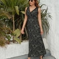 thumbnail image 6 of Stegosaurus Lace Black And Grey Sleeveless Dress Dresses Women Summer Evening Dresses Ladies Bohemia Long Dresses, 6 of 9