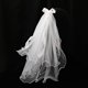 thumbnail image 3 of Velo ligero de doble lazo con perlas para novia (longitud 70 cm), vestido de novia, velo blanco simple para mujer, 3 of 5