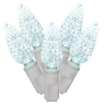 Vickerman 100 Pure White C6 LED Single Mold Light on White Wire, 34' Christmas Light Strand