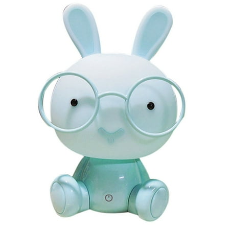 

US Plug Modern Cute Baby Bedroom Lamp Rabbit Night Light Led Night Lamp Christmas Gift Bedside Decor Kids Lovely Glasses Rabbits Lights（Blue）