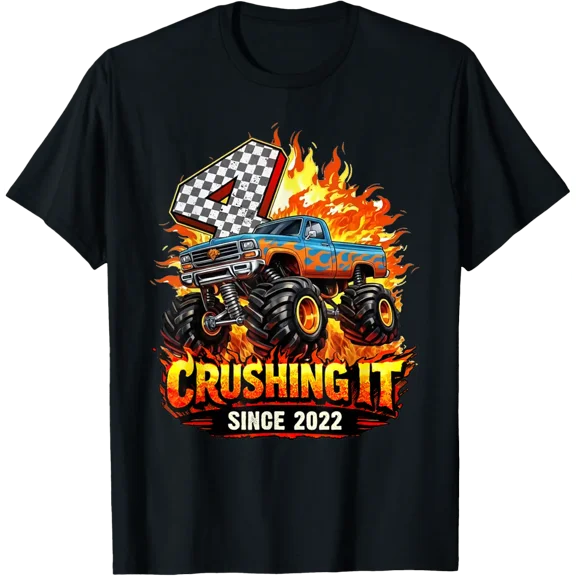 Birthday 4Th Monster Truck 4 Year Old Since 2022 Boys T-Shirt
