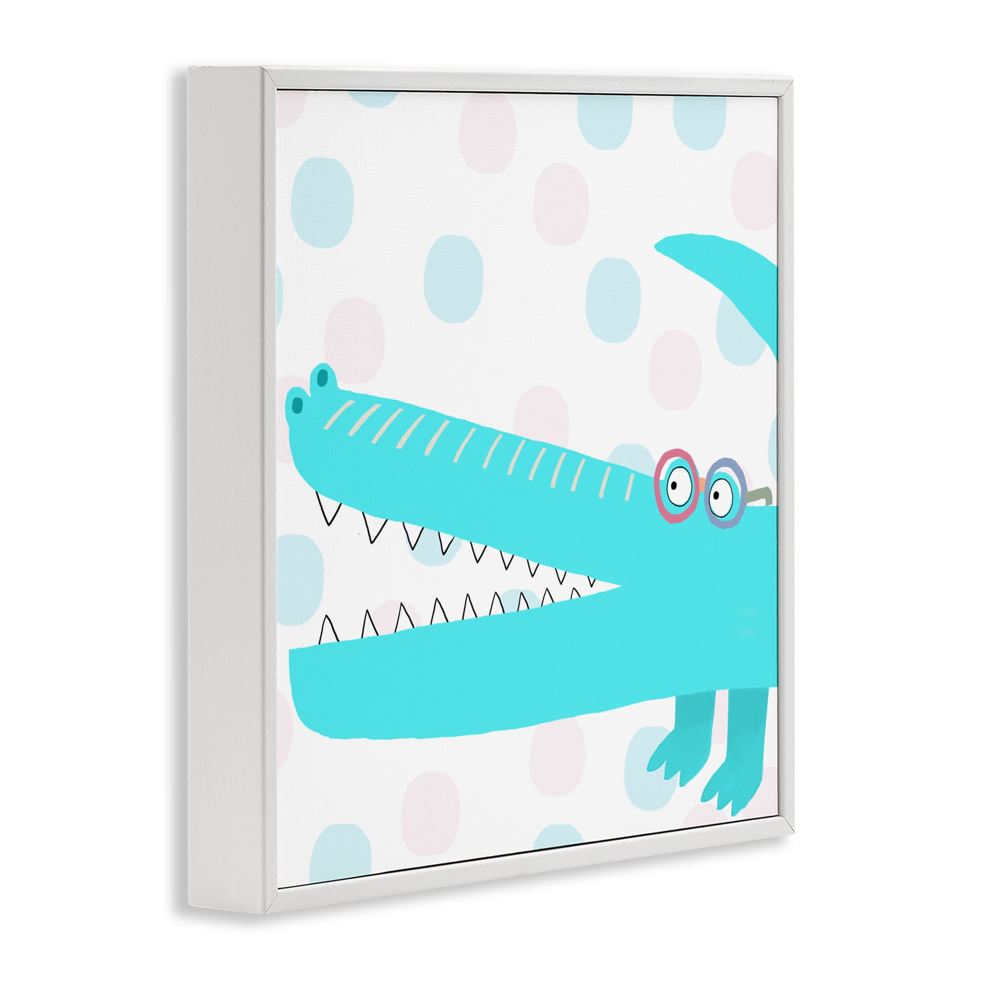Stupell Industries Electric Blue Crocodile White Framed Giclee Art, design by Carla Daly