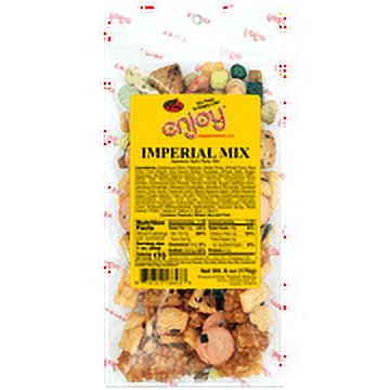 Enjoy Imperial Mix Arare (6 oz), Brand: Enjoy, Allergens: Wheat, Soy, Fish, Peanuts, and Sesame, Container Material: Resealable Bag
