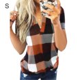 thumbnail image 1 of Femmes T-Shirt V Cou Chemise à Manches Courtes Chemise Imprimée Femmes Imprimé Blouse Décontractée, Orange, S, 1 of 3