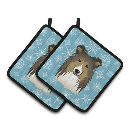 

Snowflake Sheltie Pair of Pot Holders 7.5 x 3 x 7.5 in.