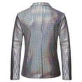 thumbnail image 3 of Vedolay Mens Blazers Lightweight 2023 Shiny Blazer Long Sleeve Suit Jacket Silver,M, 3 of 3