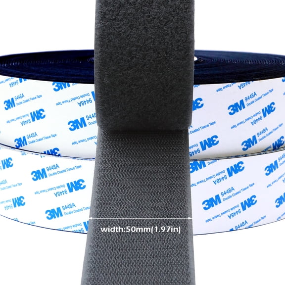 Industrial Black Heavy Duty Hook and Loop - 1M Length Weatherproof for Garage & Crafts