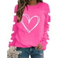 thumbnail image 4 of Atogsazn Women's Valentine's Day Sweatshirts Casual Cute Heart Long Sleeve Pullover Sweatshirt Blouse Fall Tops 04-Hot Pink XL Fashion, 4 of 8