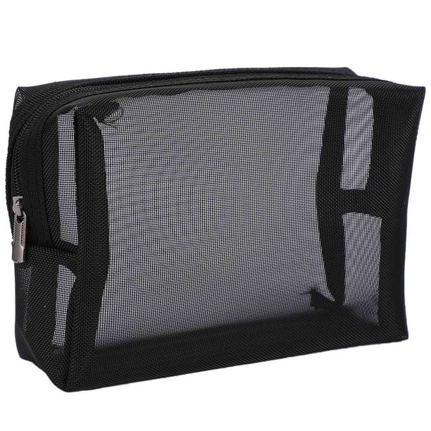 Black Mesh Makeup Bag See Through Zipper Pouch Travel Cosmetic and ...