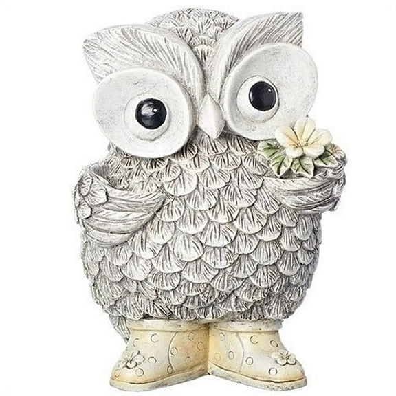 Home & Garden Owl In Rain Statue Polyresin Flowers Boots 10838