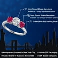thumbnail image 2 of Gem Stone King 925 Sterling Silver Lab Grown Diamond and Red Ruby Engagement Ring for Women | 1.84 Cttw | Round 6MM | Gemstone April Birthstone | Size 6, 2 of 6