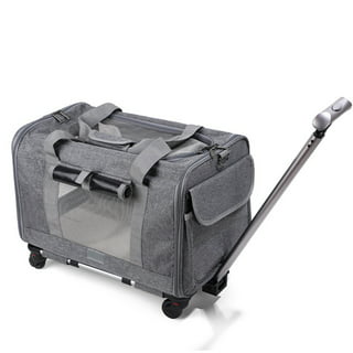 VEVOR Cat Carrier with Wheels, Rolling Pet Carrier with Telescopic Handle and Shoulder Strap Dog Carrier