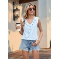 thumbnail image 4 of Chiffon Shirt Sleeveless V-Neck Pleated Ruffle Loose Women'S Top  Blue XXL, 4 of 5