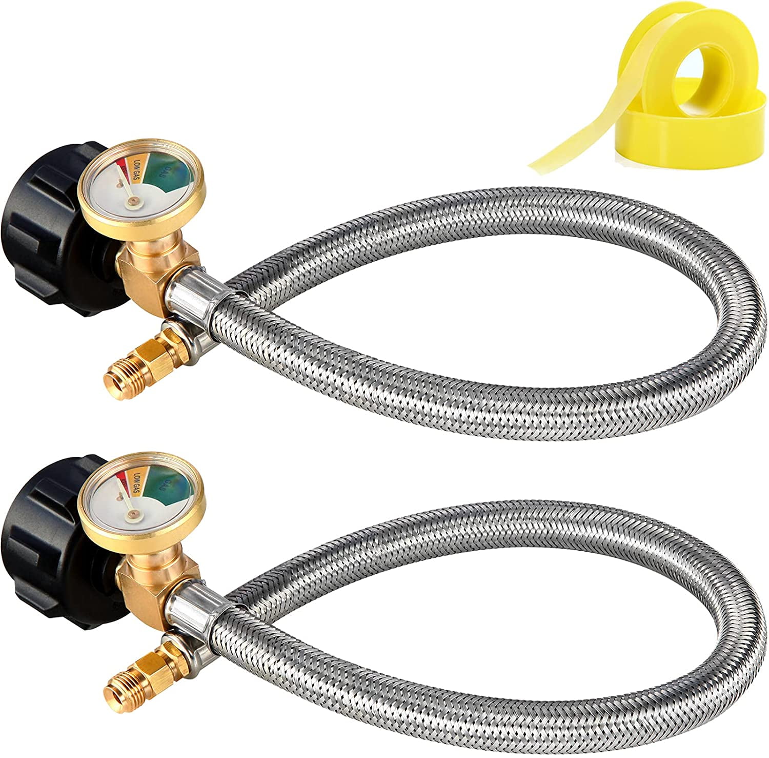 2 Stage Hose Propane Regulator Adapter Connect Flat Gas Tank Camping Stove 