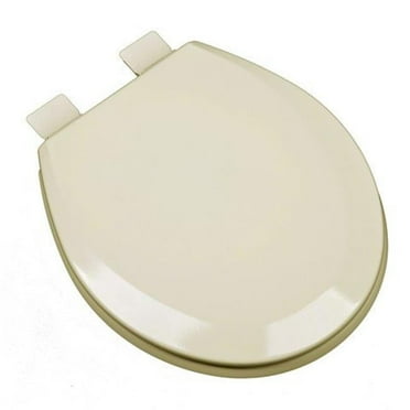 Premium Molded Round Wood Toilet Seat, Almond