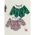 thumbnail image 2 of ZINTAOZT Newborn Baby Girls Christmas Clothes Plaid Bubble Romper Long Sleeve Smocked Jumpsuit One Piece Bodysuit Outfit, 2 of 8