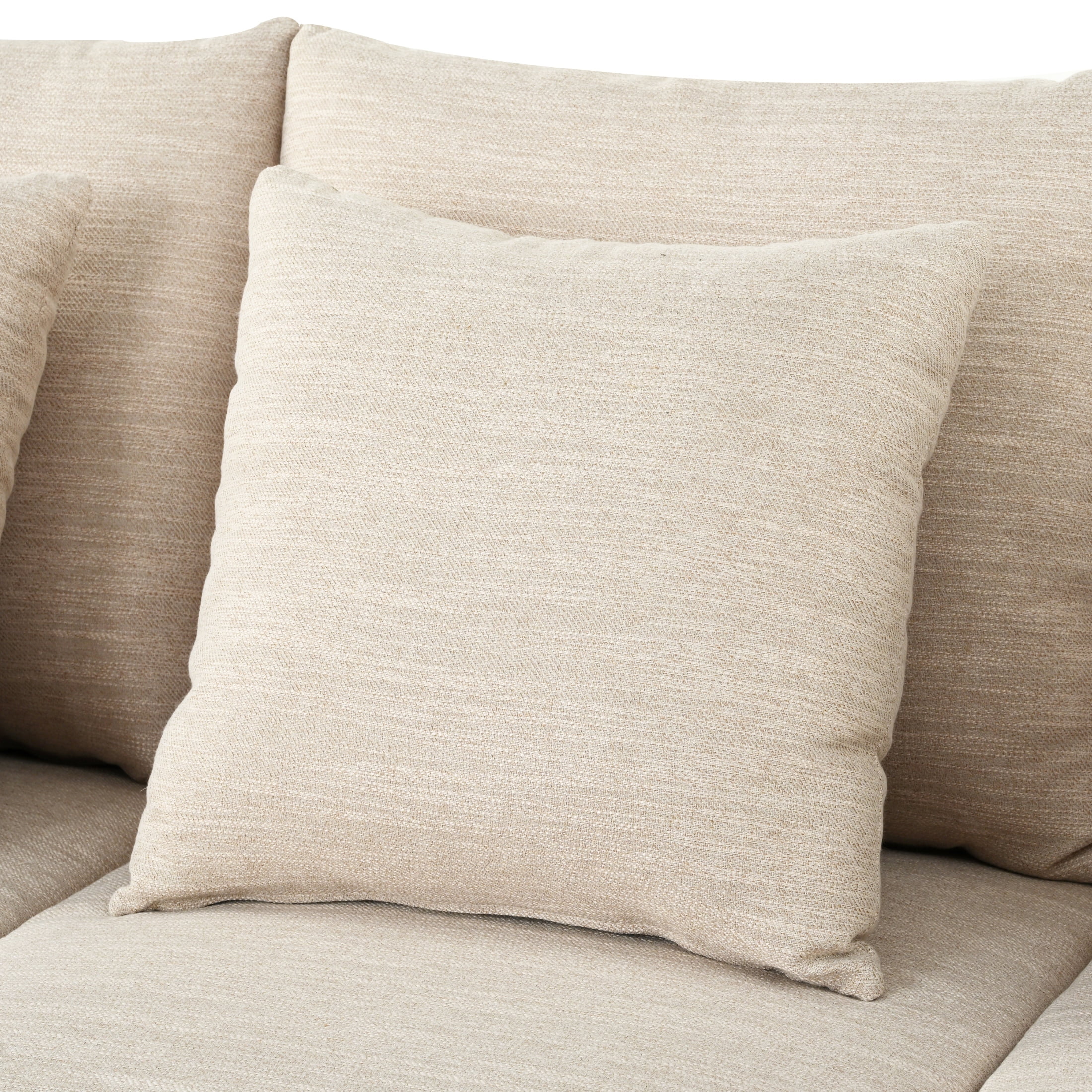 Noble House Contemporary Fabric 3 Seater Sofa with Accent Pillows, Beige