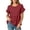 Wine, variant on hoksml Women's Cotton Linen Ruffle Sleeve Peplum Blouse, Round Neck Casual Babydoll Top, Loose Fit Summer Daily Office Wear Shirt