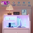 thumbnail image 4 of Afuhokles Nightstand with Charging Station and LED Lights, Night Stand with Hutch and Storage Drawers, Pink, 4 of 8