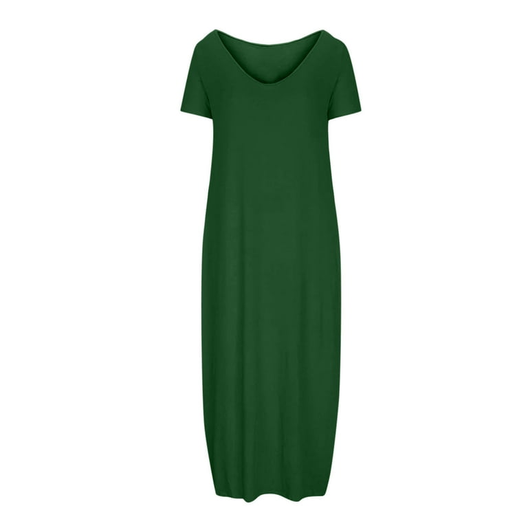 green emerald velvet dress Sage Green Maxi T-Shirt Dress main image 1