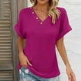 thumbnail image 2 of Lovskoo 2024 Summer Tops Womens Fashion Short Sleeve V Neck Solid Color Casual T-Shirt Spring Clothing Shirts for Women Purple L, 2 of 9