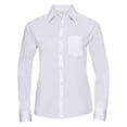 thumbnail image 1 of Russell Collection- Camisa de manga larga de popelín y poliéster/algodón de fácil cuidado para mujer (Blanco), 1 of 3