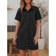 thumbnail image 3 of EMMIOL Women's Button Down Denim Dress Short Sleeve Babydoll Mini Jean Shirt Dress Fall Casual Trendy Outfit, 3 of 7