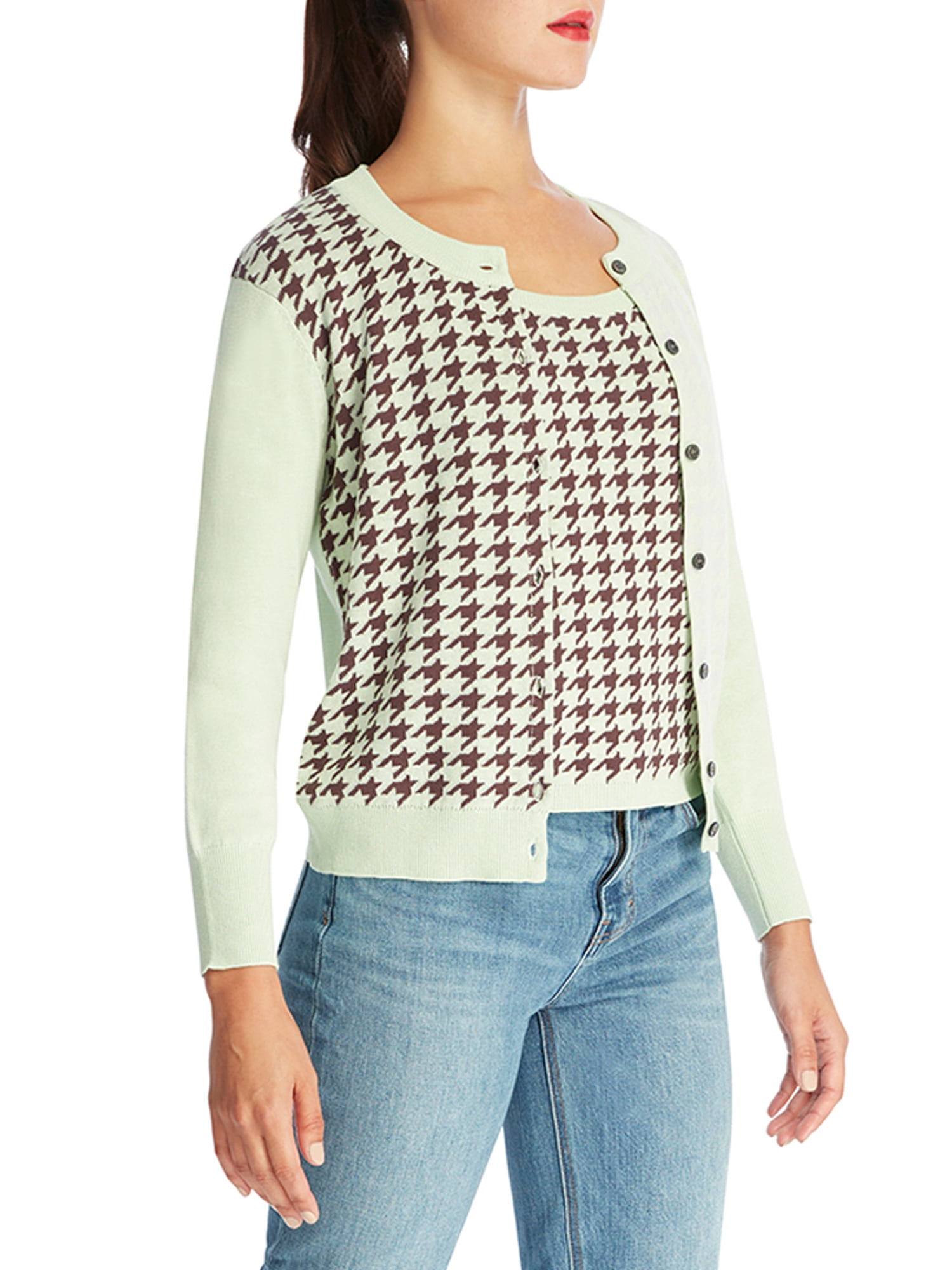Heather B Womens Houndstooth Twinset