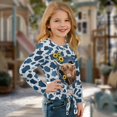 thumbnail image 3 of Xoenoiee Highland Cattle Sunflower Print Girls Long Sleeve Shirts Soft T-Shirts Crewneck Basic Tees Tie Knot Boho Shirt Blouses for Kids Teen Girls Tops Clothes, 9-10 Year, 3 of 7