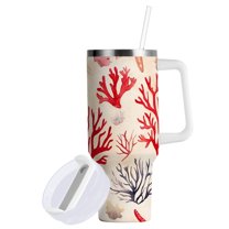 Yayeee 40oz Double-Wall Insulated Stainless Steel Tumbler with Handle Bottle, Retro Starfish