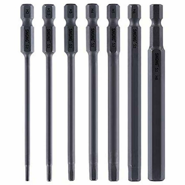 7pcs Hex Head Allen Bit Set 100mm/4 Inch Long Metric H2H8 Quick