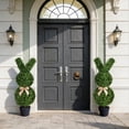 thumbnail image 6 of DR.Planzen 3ft Easter Rabbit Shaped Topiary Trees, High Artificial Boxwood with Swaying Ears & Brown Bow Tie, UV-Resistant for Indoor & Outdoor Decor, Set of 2, 6 of 12