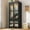 Black, variant on 2 Doors Armoire Wardrobe Closet for Bedroom, with Mirror & 2 Drawers & LED Sensor Light, 71" H Wardrobe Closet Cabinet with Hanging Rod, Glass Doors
